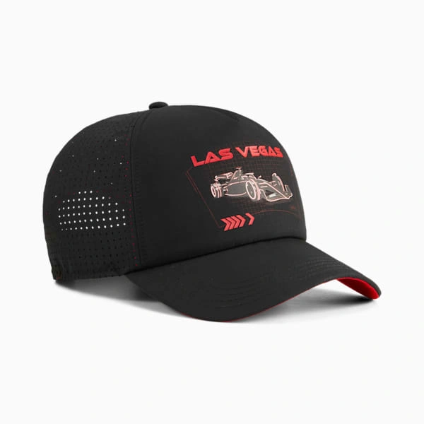 F1® Las Vegas Trucker klobuk PUMA: Ujemite duh dirke, slog v vsakem šivu, ikona na glavi.